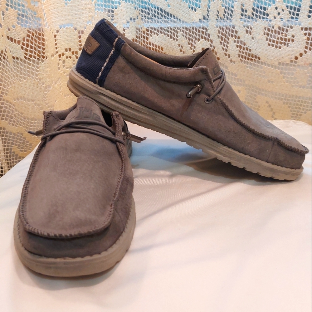 Hey Dude Gray Leather Loafers